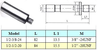 Оправка d1/2" / 3/8"-24UNF с цилиндрическим хвостовиком, для резьбовых патронов