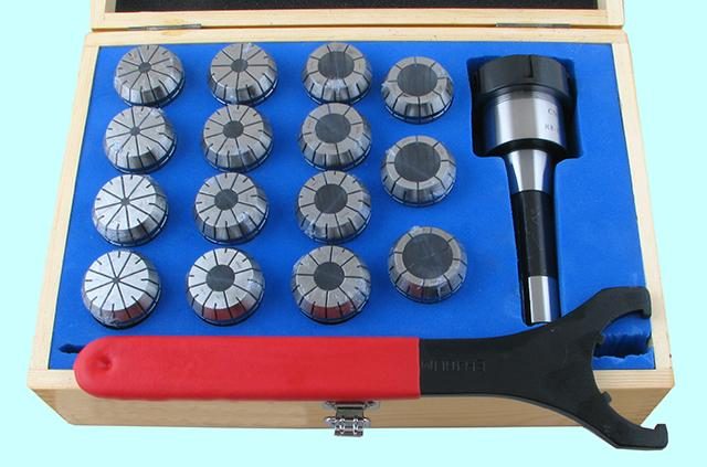 Патрон цанговый с хвостовиком R8 (7/16"- 20UNF) с набором цанг ER40 из 15шт (4-26мм) Патрон цанговый с хвостовиком R8 (7/16"- 20UNF) с набором цанг ER40 из 15шт (4-26мм)