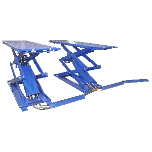 Подъемник ножничный KraftWell короткий г/п 3000 кг. Напольный KRW3FS/220_blue