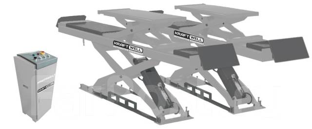 Подъемник ножничный KraftWell г/п 3500 кг. заглубляемый, платформы для сход-развала с подъемником второго уровня Подъемник ножничный KraftWell г/п 3500 кг. заглубляемый, платформы для сход-развала с подъемником второго уровня
