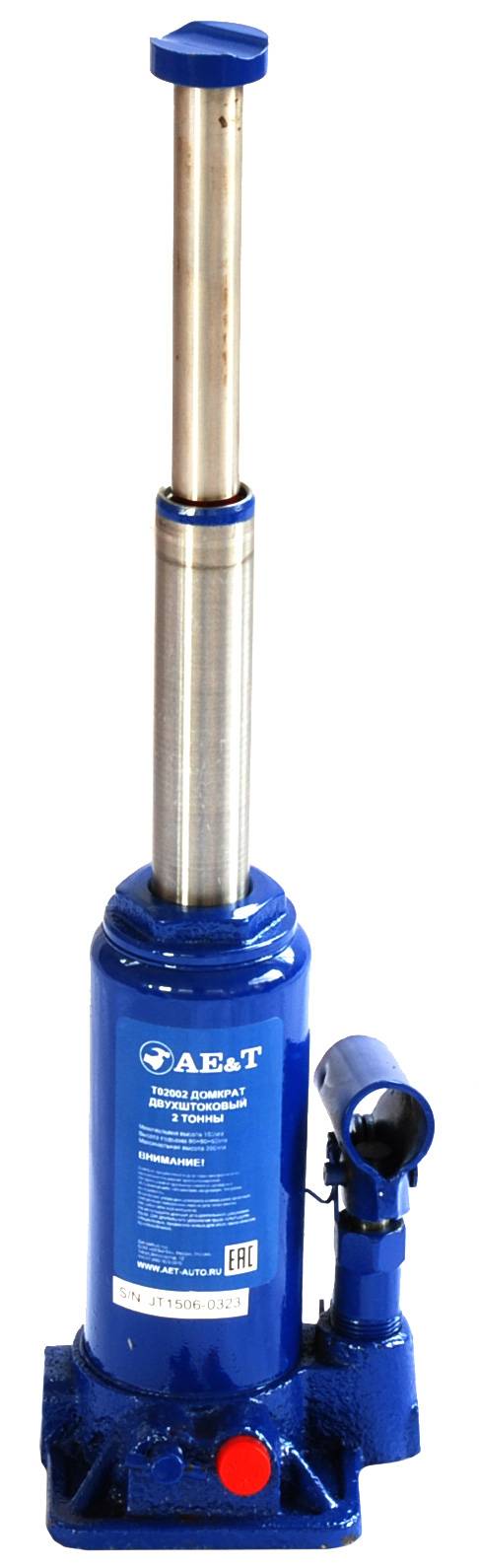 Домкрат бутылочный двуштоковый AE&T Т02002 2т Домкрат бутылочный двуштоковый AE&T Т02002 2т