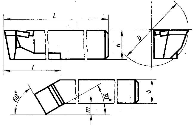 Резец Расточной 16х12х170 Т15К6 для сквозных отверстий тип1, исп.2 Резец Расточной 16х12х170 Т15К6 для сквозных отверстий тип1, исп.2