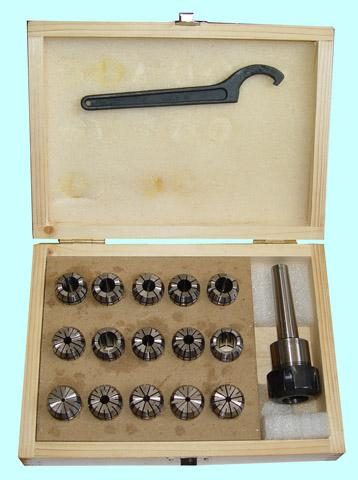 Патрон Цанговый с хвостовиком КМ3 (М12х1.75) с набором цанг ER40 из 15шт (4-26мм)