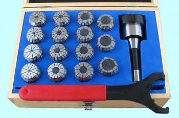 Патрон цанговый с хвостовиком R8 (7/16"- 20UNF) с набором цанг ER40 из 15шт (4-26мм)